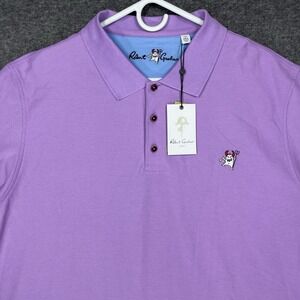 ROBERT GRAHAM Polo Shirt Mens 3XL Lilac "Back Off" Knit Short Sleeve